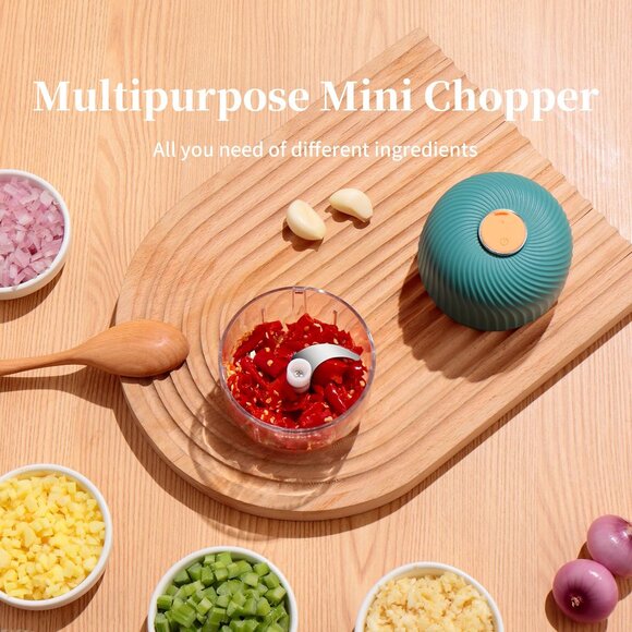Cordless Electric Garlic Chopper | Mini USB Rechargeable Food Processor with Sta - Picture 4 of 8